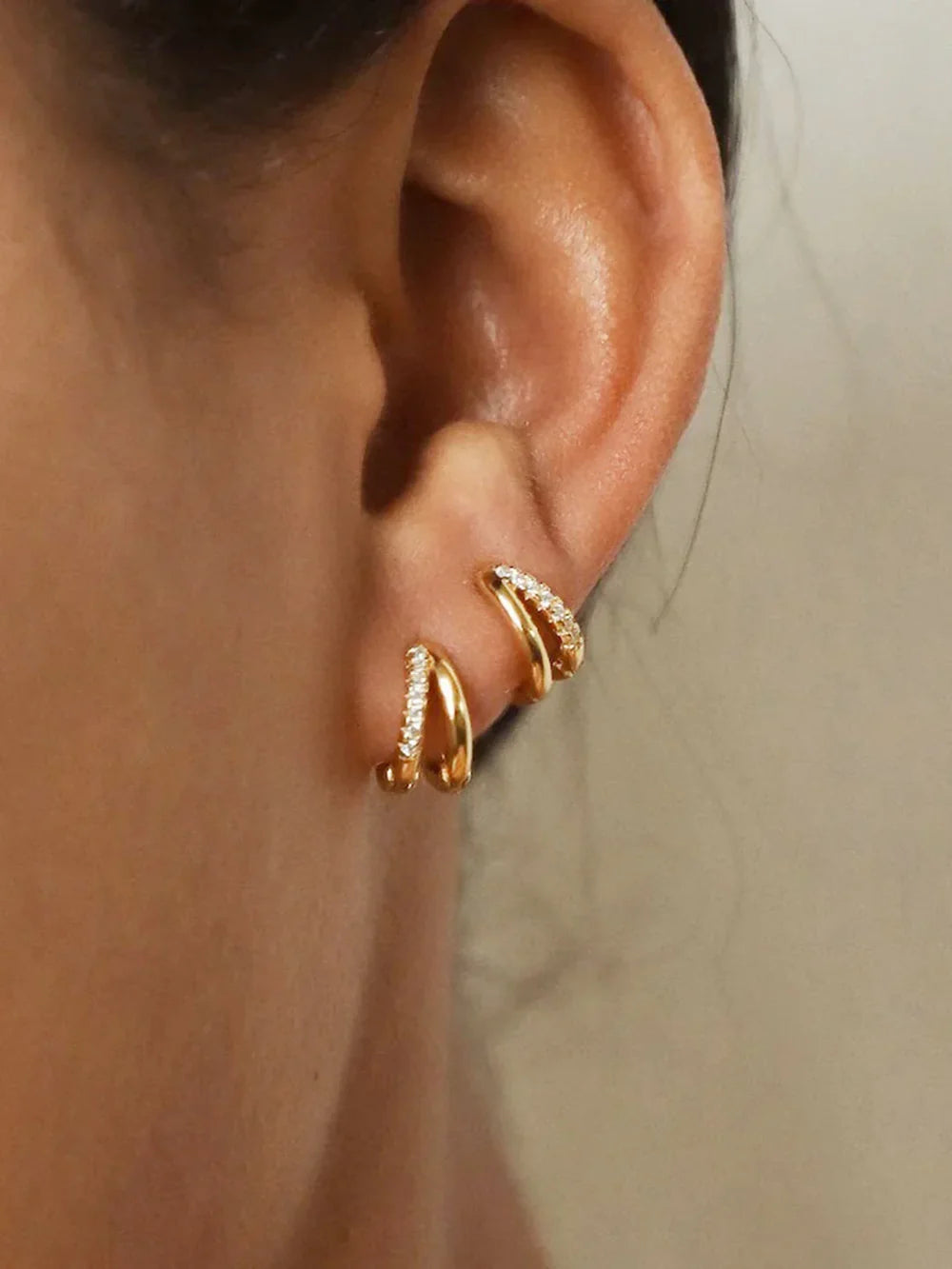 Pendientes doble con pedrería