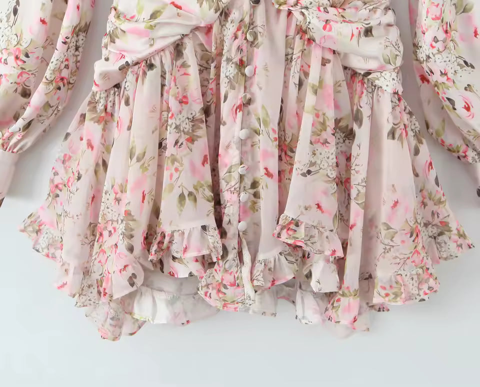 Vestido floral con botones
