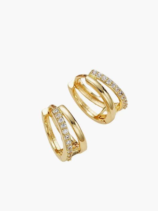 Pendientes doble con pedrería