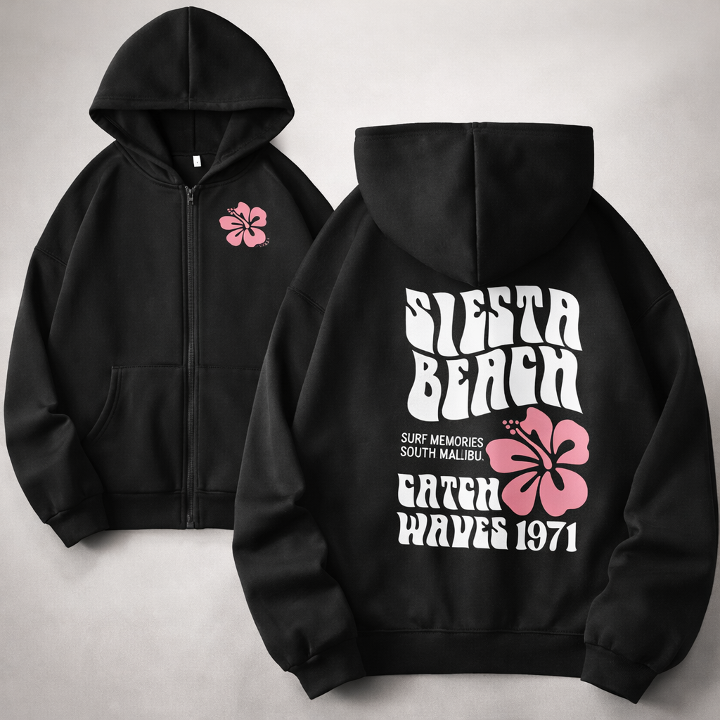 Sudadera femenina holgada con capucha y cremallera