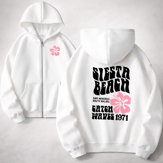 Sudadera femenina holgada con capucha y cremallera