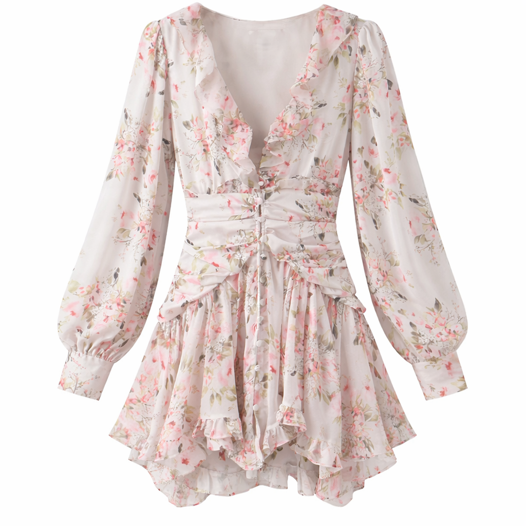 Vestido floral con botones