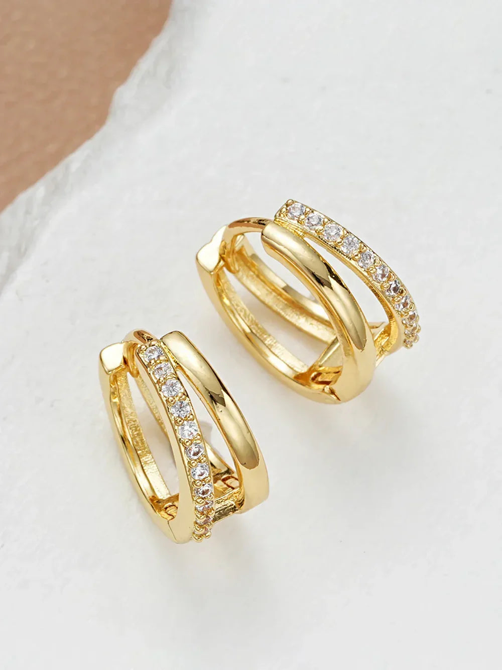 Pendientes doble con pedrería